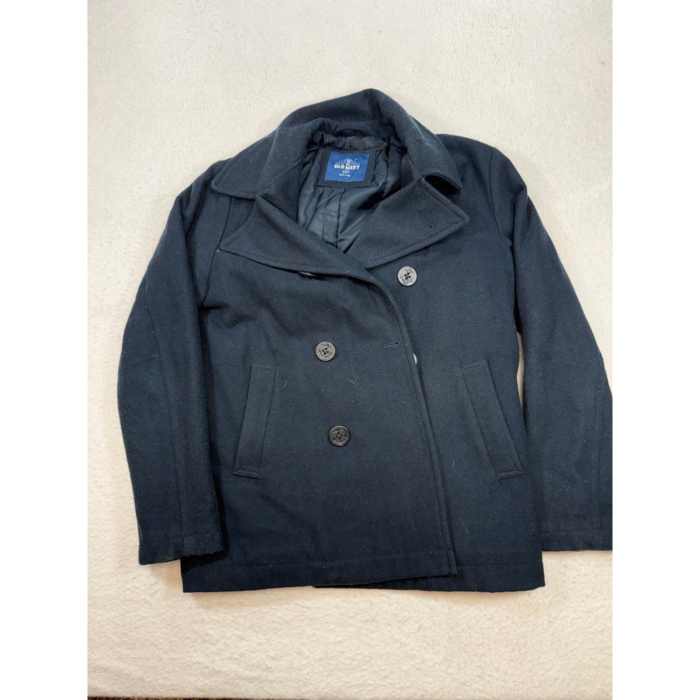 Old Navy Mens Navy Blue Wool Blend Double Breasted Peacoat Jacket Small S